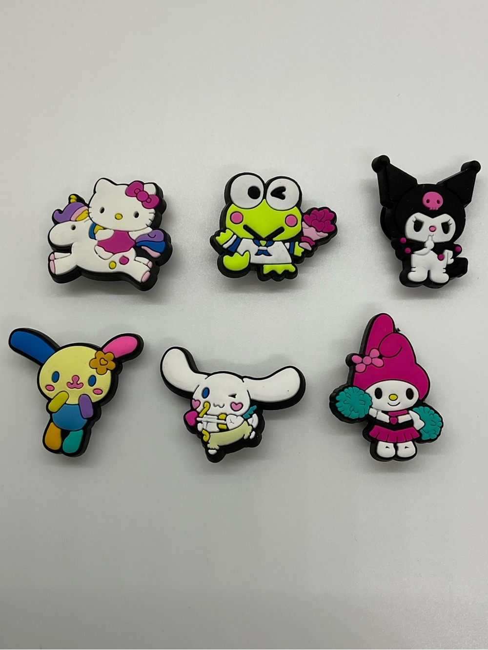 ASST SANRIO CHARACTER CROCS Rubber Shoe Charms - Lot Of 6 Hello Kitty My MELODY